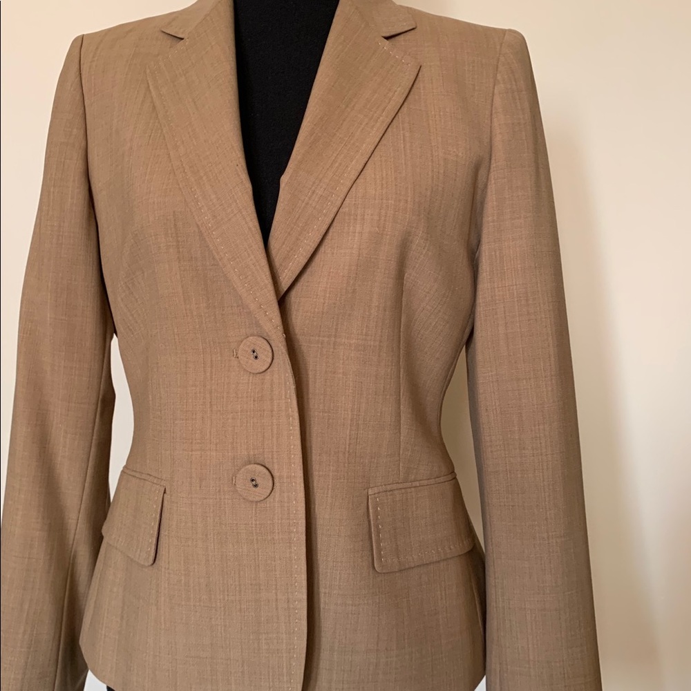 Anne Klein light brown two button pants suit